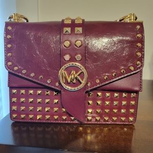 Michael Kors Burgundy Studded Crossbody
